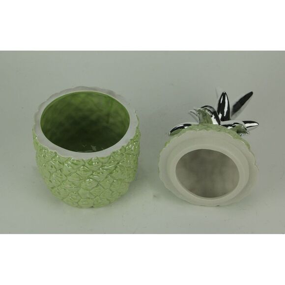 Green Ceramic Tropical Pineapple Decorative Jar - Picture 3 of 7